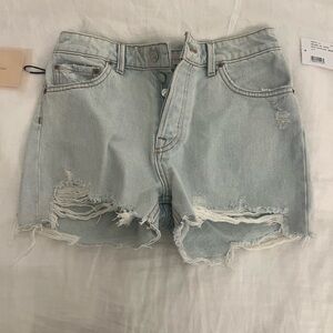 GRLFRND Light Wash Distressed Jean Shorts